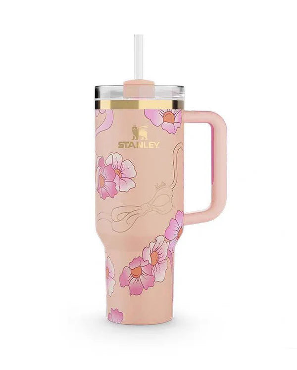 The Stanley X Barbie Quencher 40 Oz 80s Peaches n Cream
